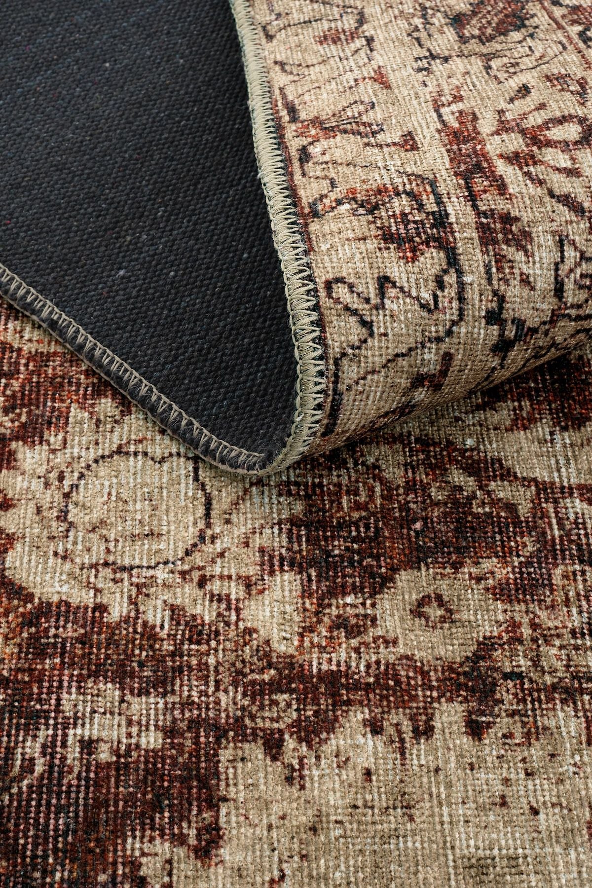 Burgundy Antique Vintage Carpet Ethnic Patterned Authentic Woven Chenille Carpet Washable Living Room Carpet