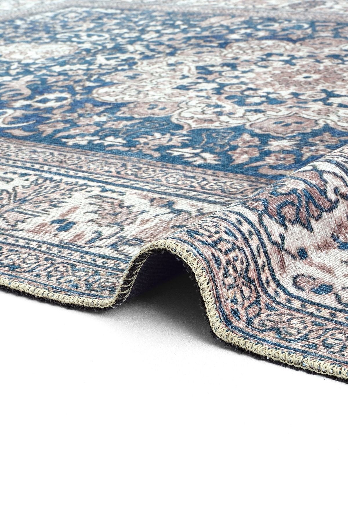 Navy Blue Antique Vintage Carpet Runner Digital Printing Carpet Machine Washable Living Room Carpet
