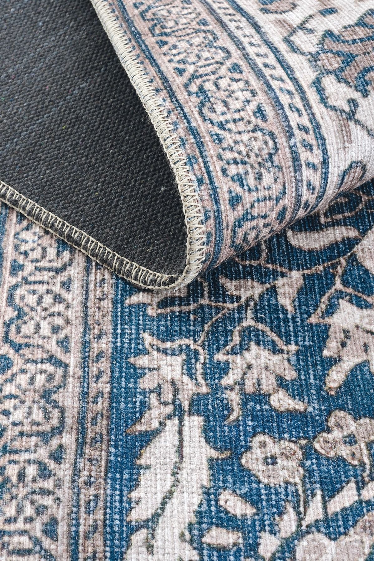 Navy Blue Antique Vintage Carpet Runner Digital Printing Carpet Machine Washable Living Room Carpet