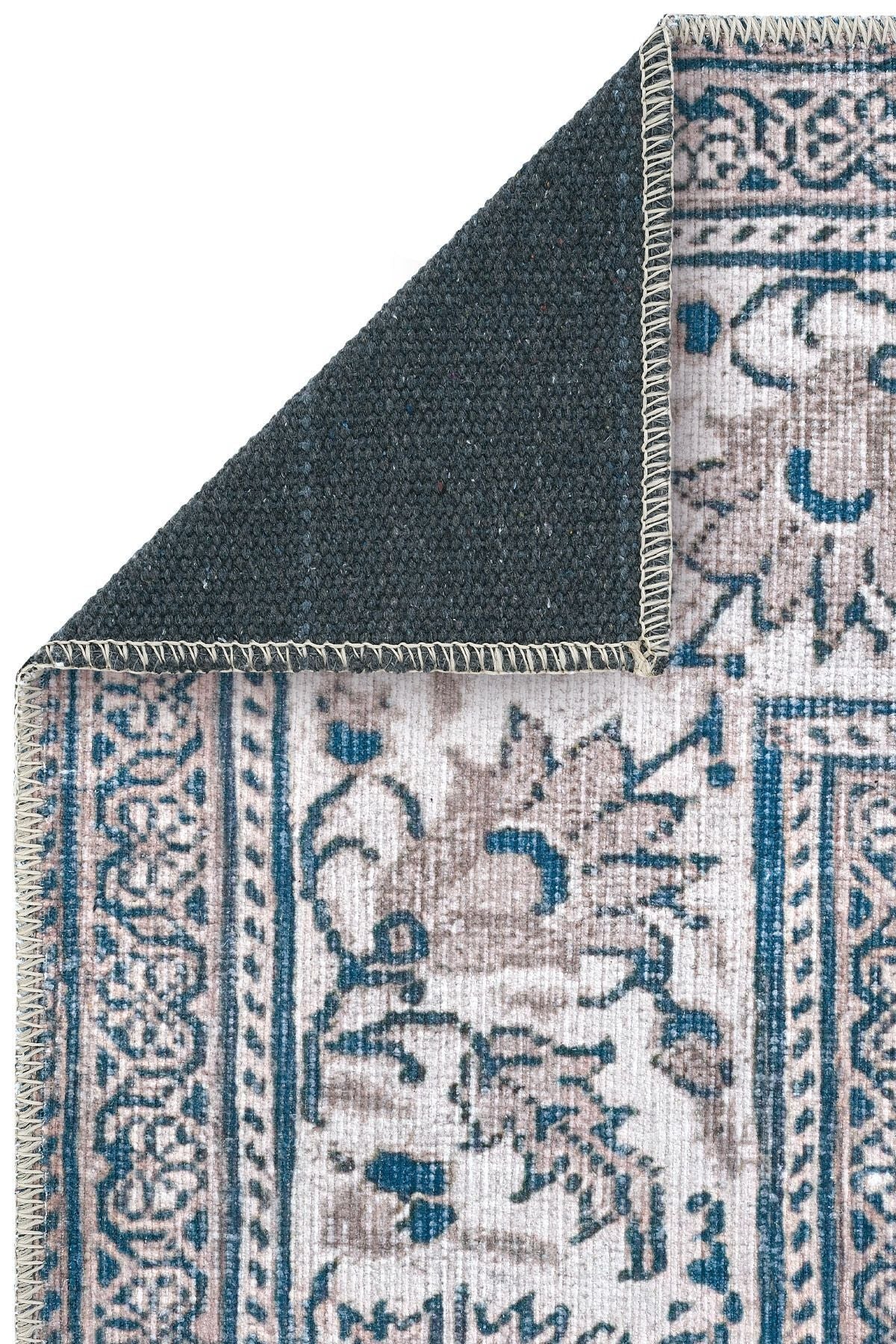 Navy Blue Antique Vintage Carpet Runner Digital Printing Carpet Machine Washable Living Room Carpet