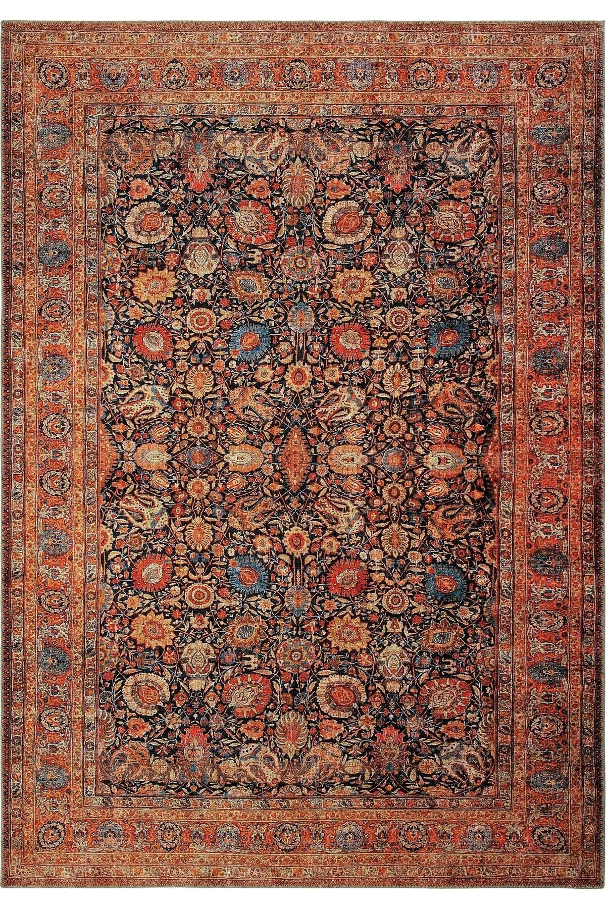 Navy Blue Antique Vintage Carpet Runner Digital Printing Carpet Machine Washable Living Room Carpet (Copy)