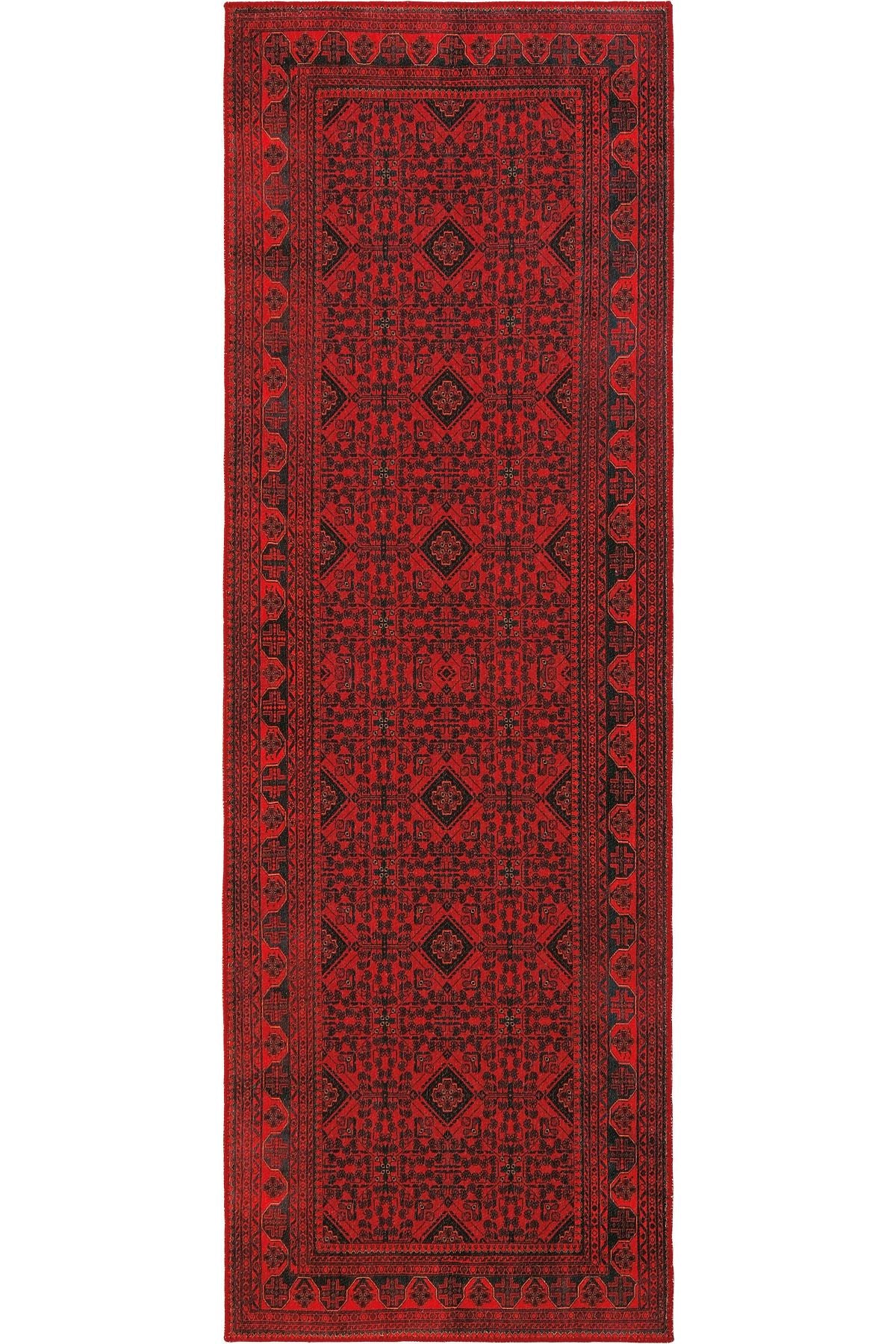 Red Carpet Floor Woven Chenille Carpet Afghan Ethnic Patterned Washable Authentic Living Room Carpet