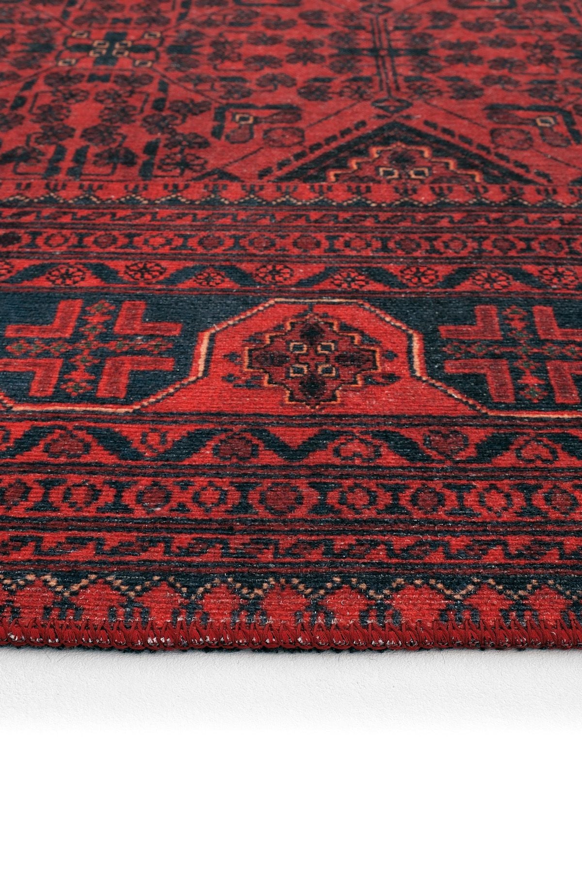 Red Carpet Floor Woven Chenille Carpet Afghan Ethnic Patterned Washable Authentic Living Room Carpet