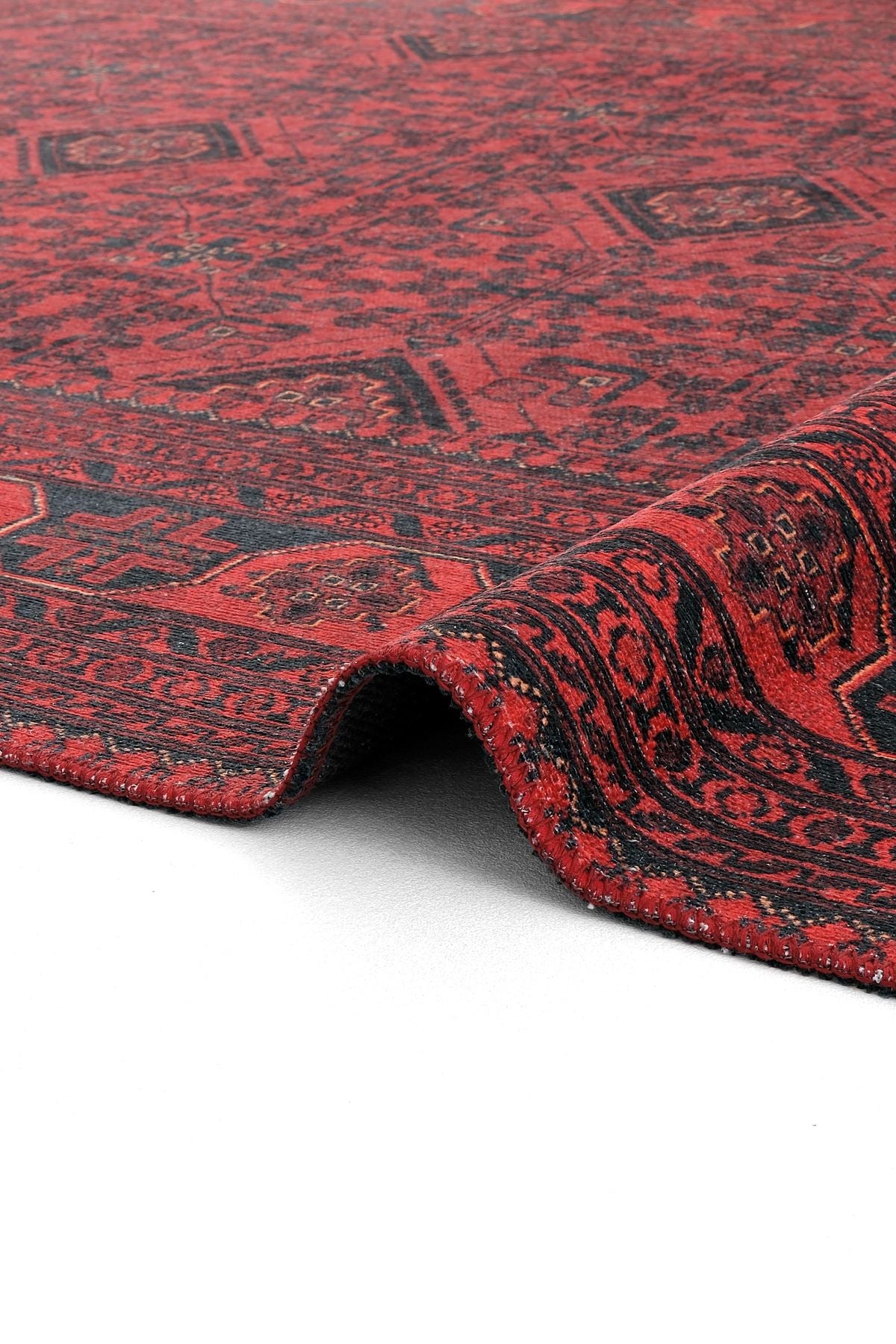 Red Carpet Floor Woven Chenille Carpet Afghan Ethnic Patterned Washable Authentic Living Room Carpet