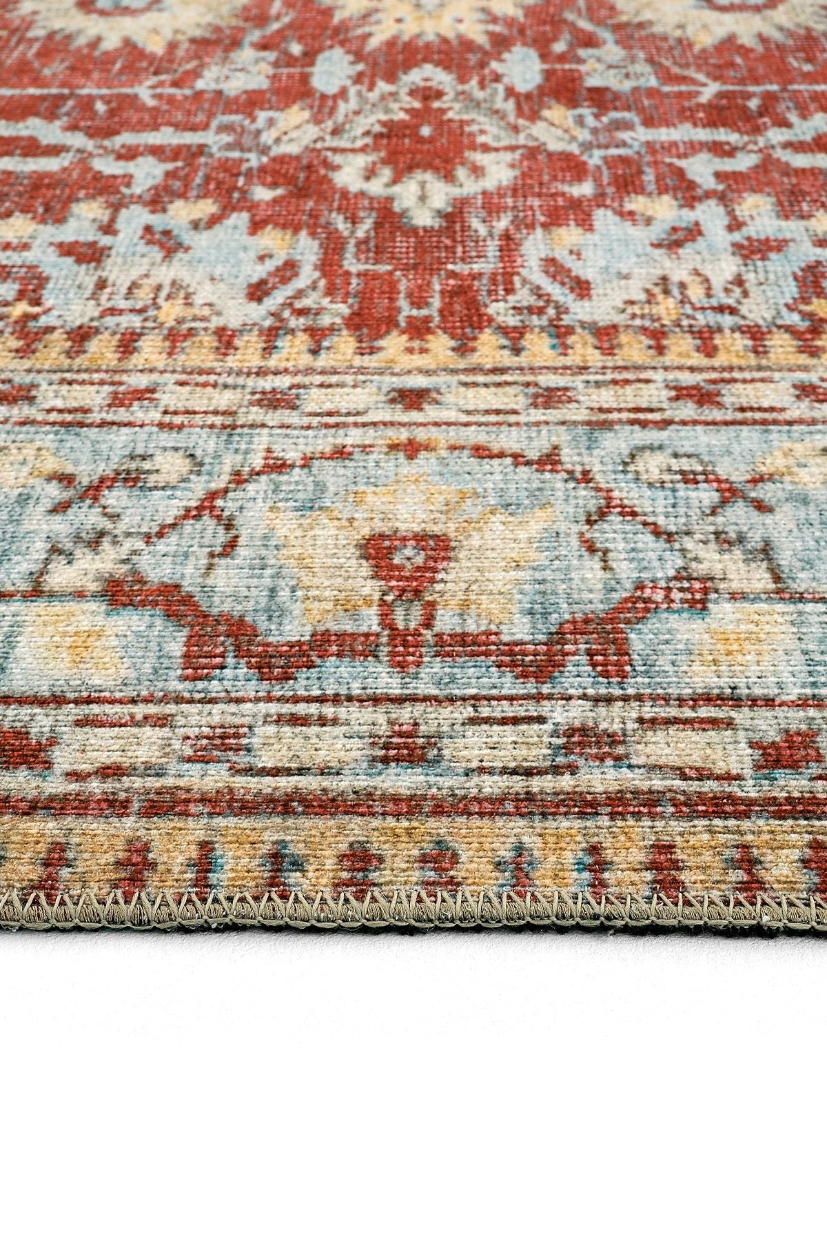 Red Antique Vintage Carpet Ethnic Pattern Authentic Woven Chenille Carpet Washable Living Room Rug