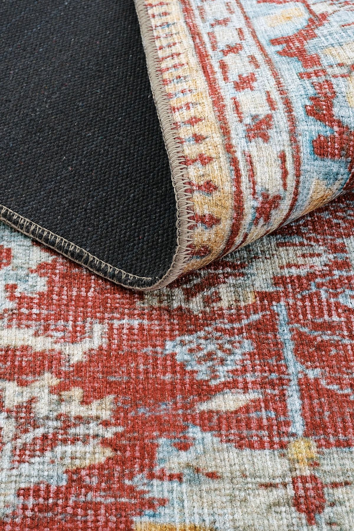 Red Antique Vintage Carpet Ethnic Pattern Authentic Woven Chenille Carpet Washable Living Room Rug