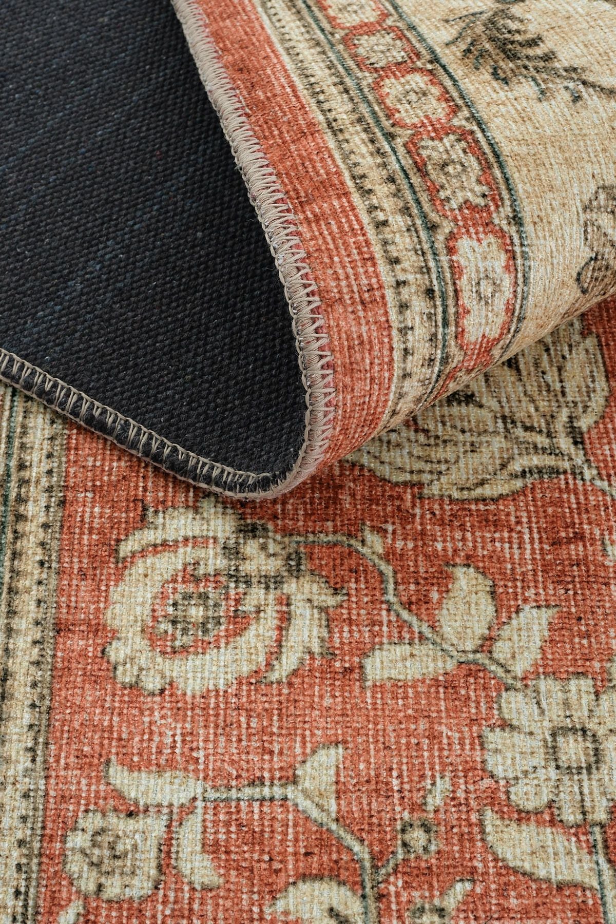 Brick Color Carpet Floor Mat Ethnic Pattern Authentic Chenille Carpet Washable Antique Vintage Living Room Carpet