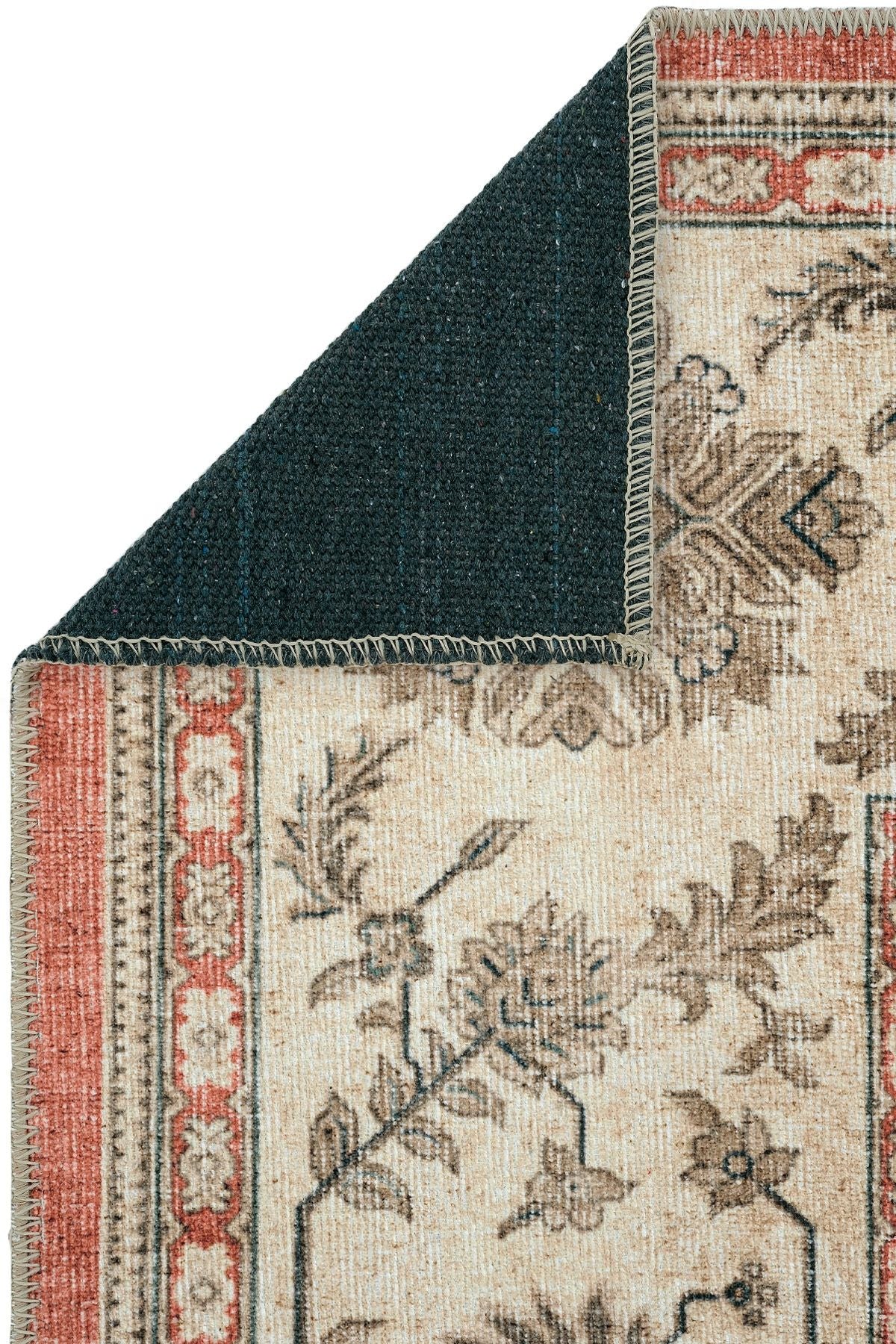 Brick Color Carpet Floor Mat Ethnic Pattern Authentic Chenille Carpet Washable Antique Vintage Living Room Carpet