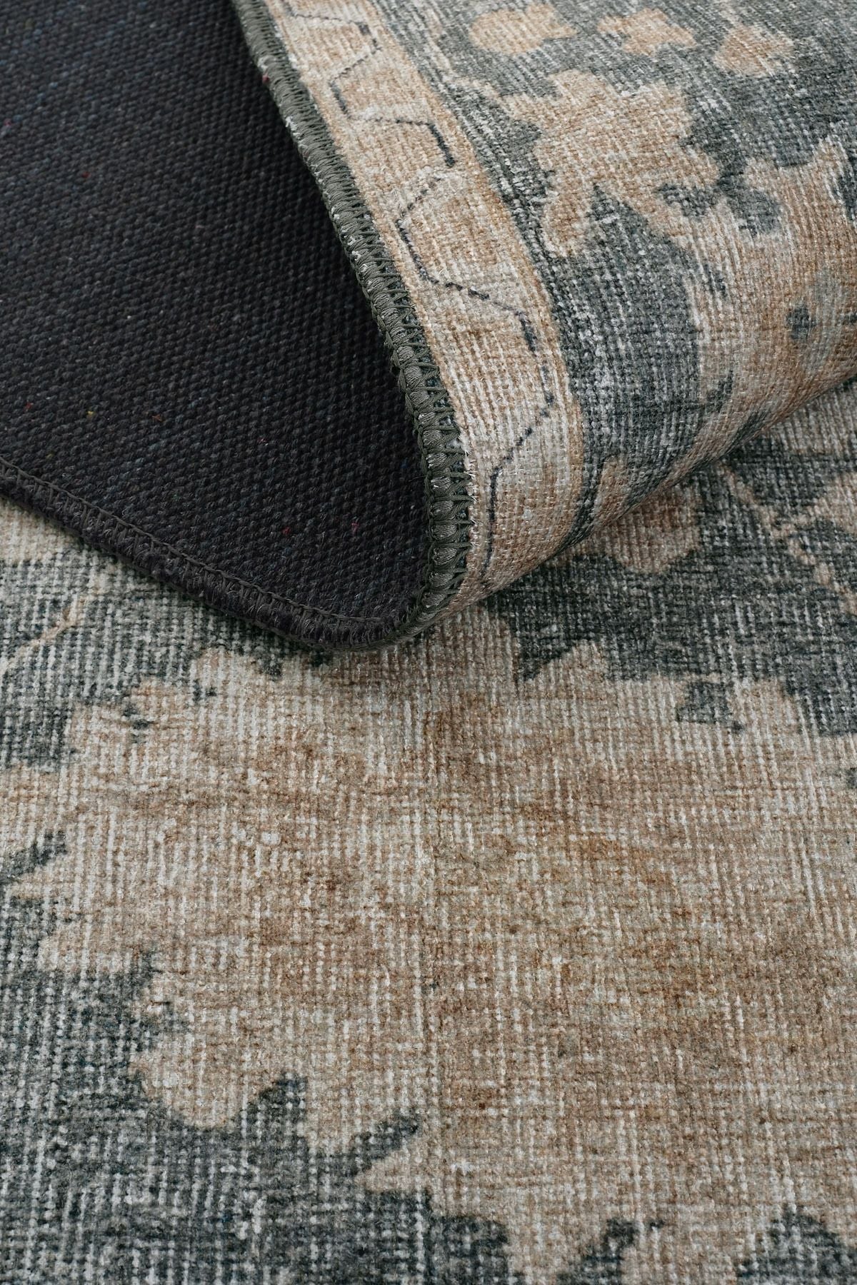 Green Antique Vintage Carpet Ethnic Patterned Authentic Woven Chenille Carpet Washable Living Room Carpet