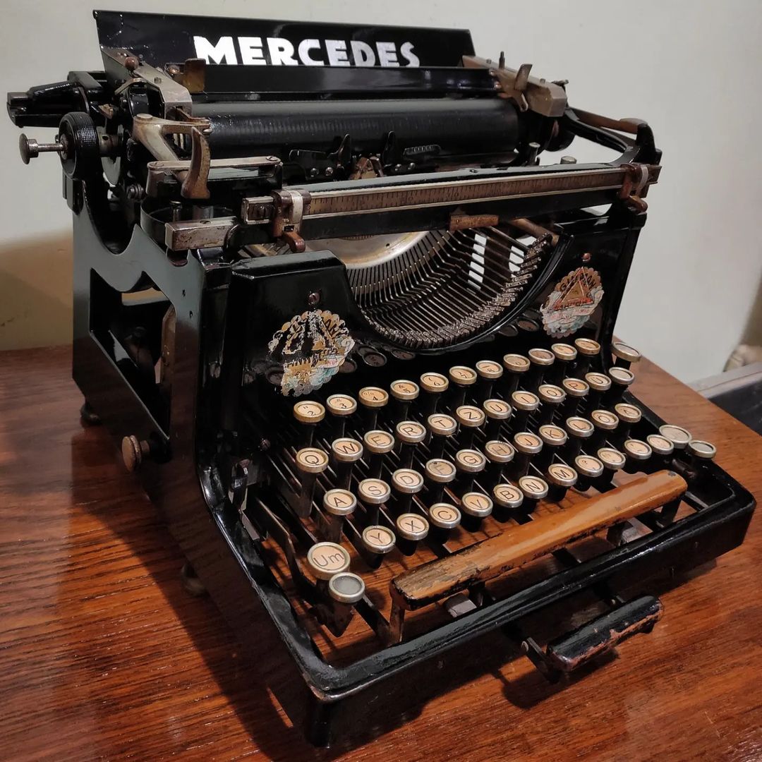 1910's Germany Mercedes brand 3 model office typewriter, Glass Key Rare Collectible Typewriter