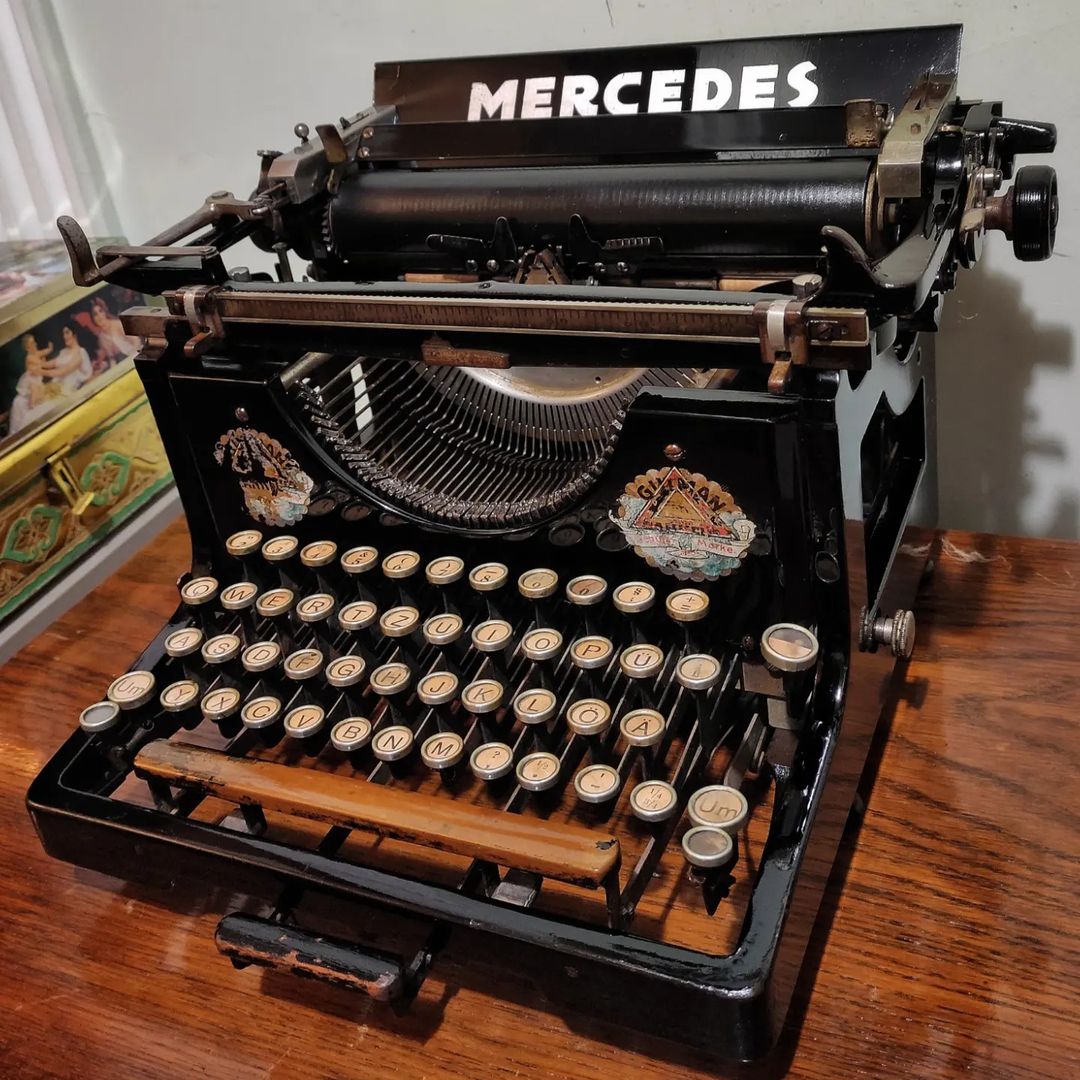 1910's Germany Mercedes brand 3 model office typewriter, Glass Key Rare Collectible Typewriter