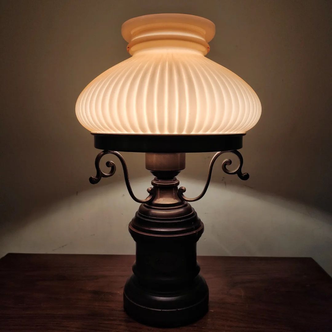 1960/70's France Country style lampshade in the form of kerosene lamp