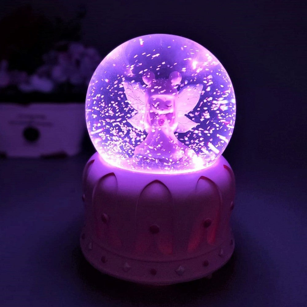 Cute Girl Making Wish Lights Musical Spray Big Size Snow Globe