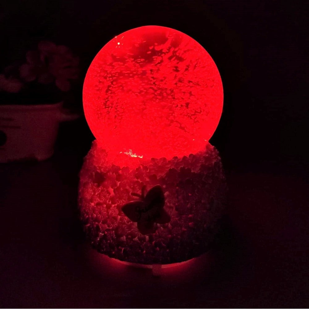 Unicorn And Sleeping Cute Girl Light Musical Spray Big Size Snow Globe