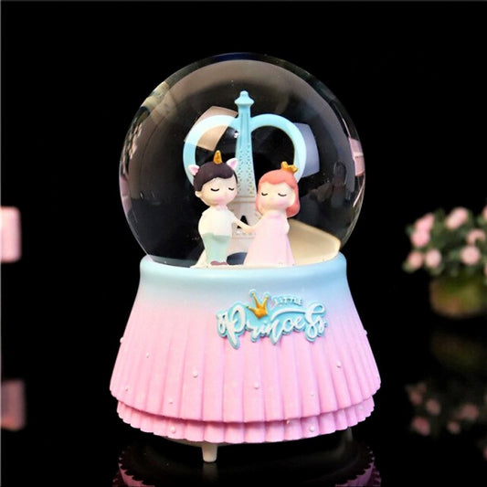 Musical Oversized Snow Globe with Lights and Couple Holding Hands on the Eiffel Tower