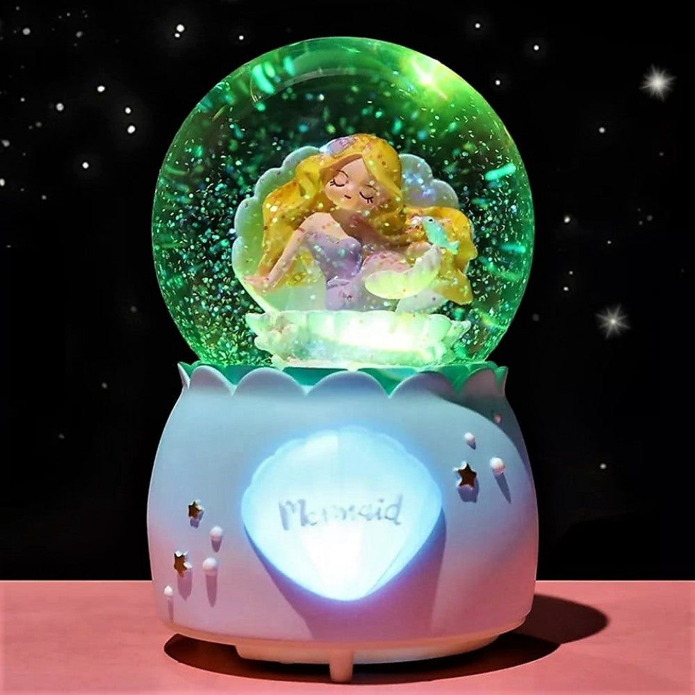 Cute Mermaid Lighted Musical Spray Big Size Snow Globe
