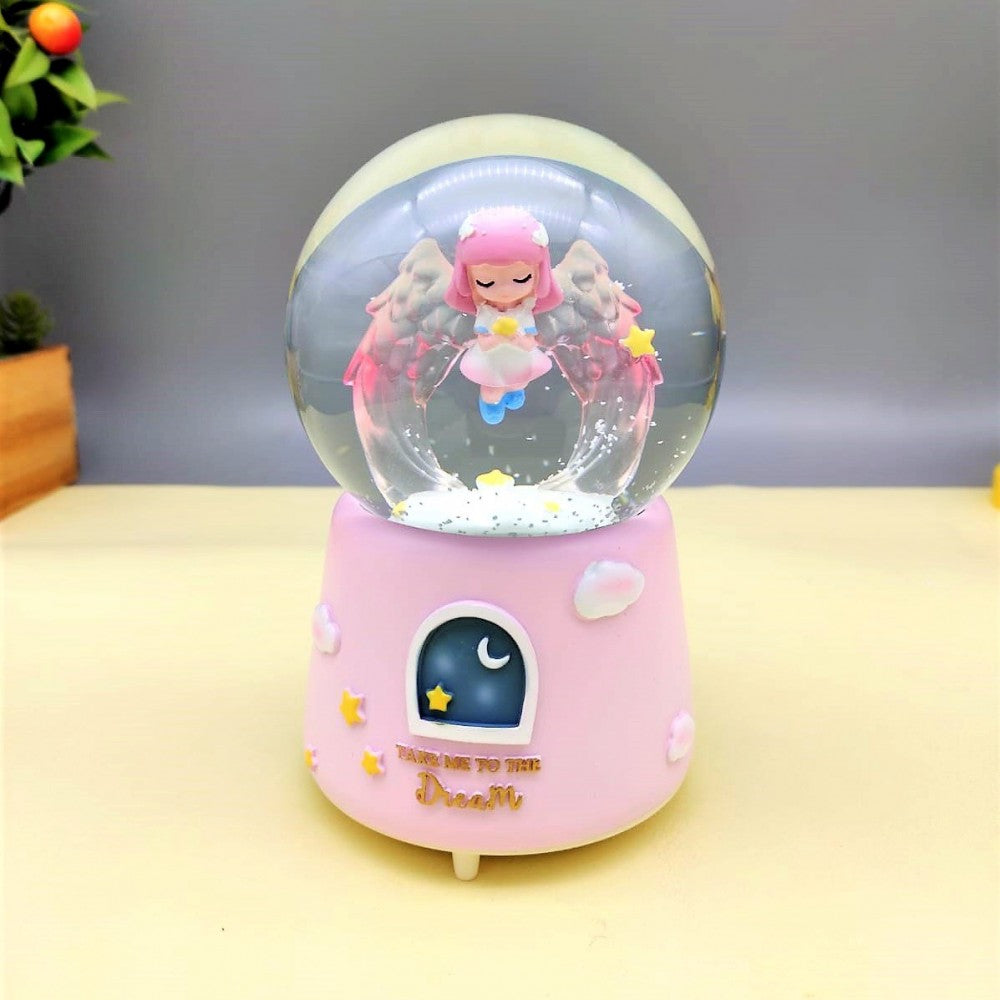 Take Me to a Pink Dream Large Sized Snow Globe with Lighting Musical Spray