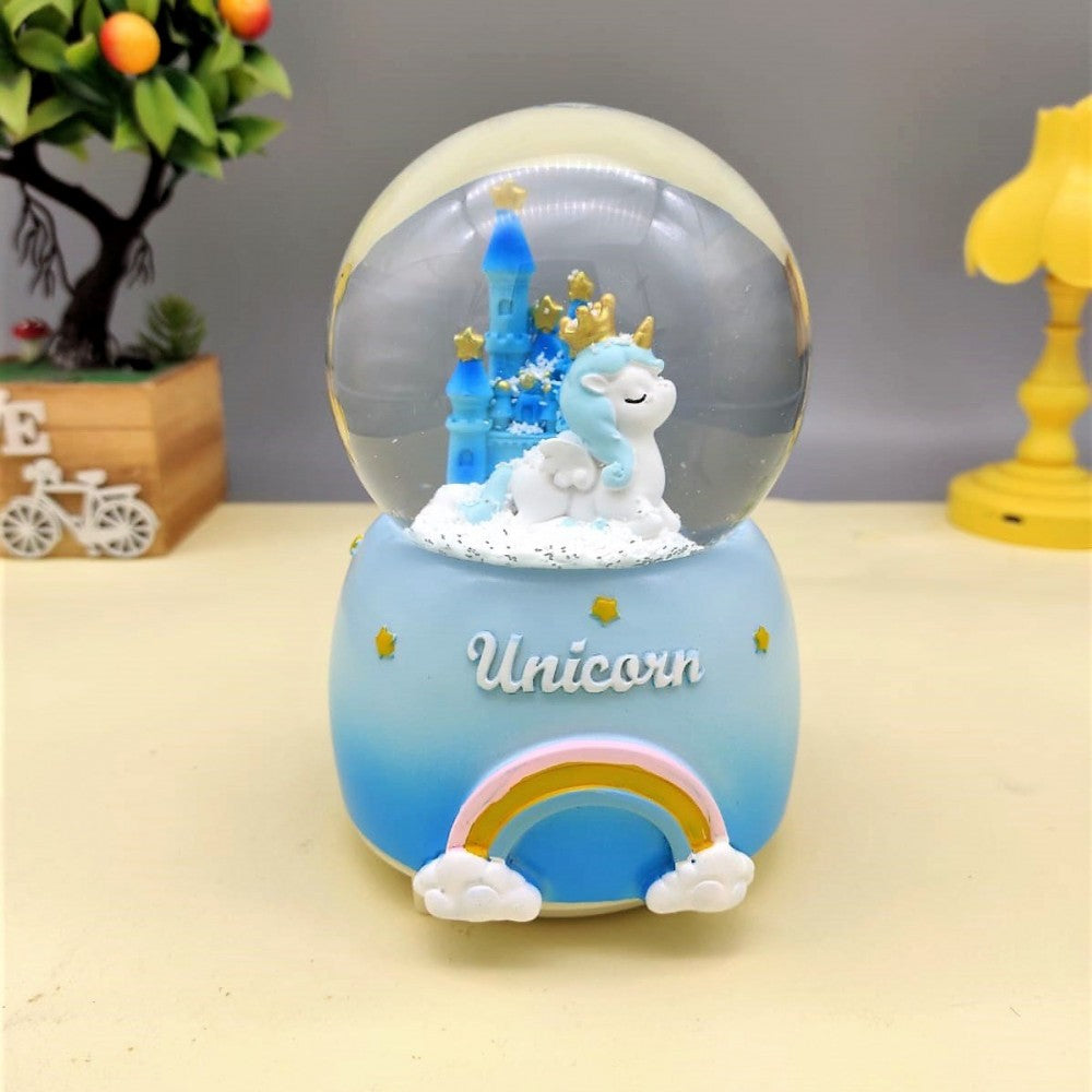 Unicorn Themed Lighted Musical Spray Big Size Snow Globe