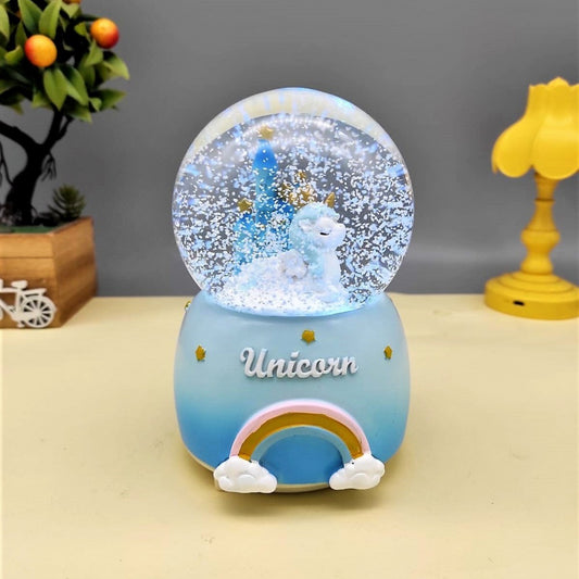 Unicorn Themed Lighted Musical Spray Big Size Snow Globe