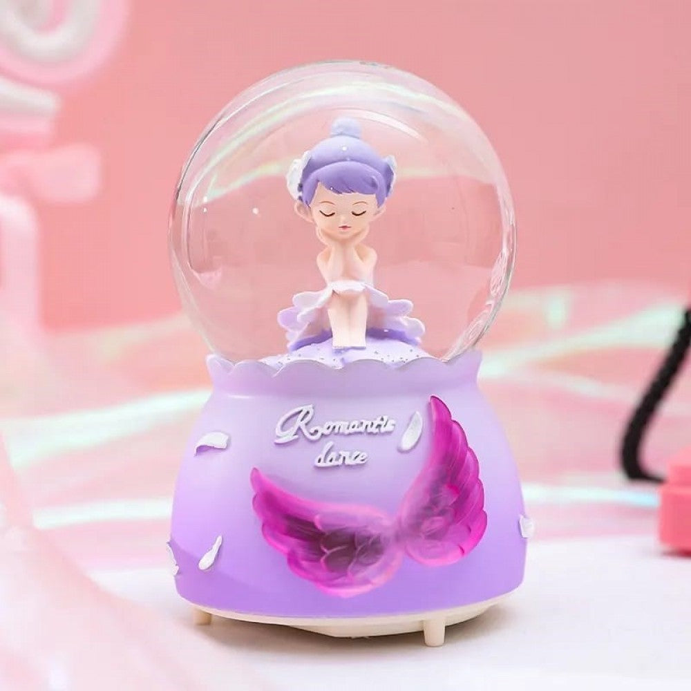 Dreaming Beautiful Girl Lighting Musical Spray Big Size Snow Globe