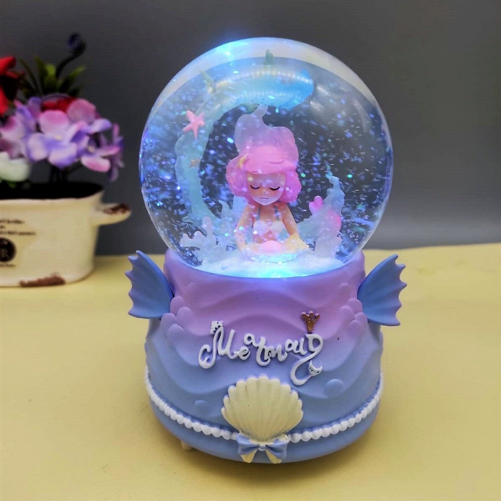 Cute Mermaid Lighted Musical And Spray Big Size Snow Globe