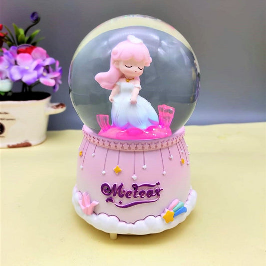 Cute Girl Dreaming Big Size Snow Globe With Lights Music And Spray