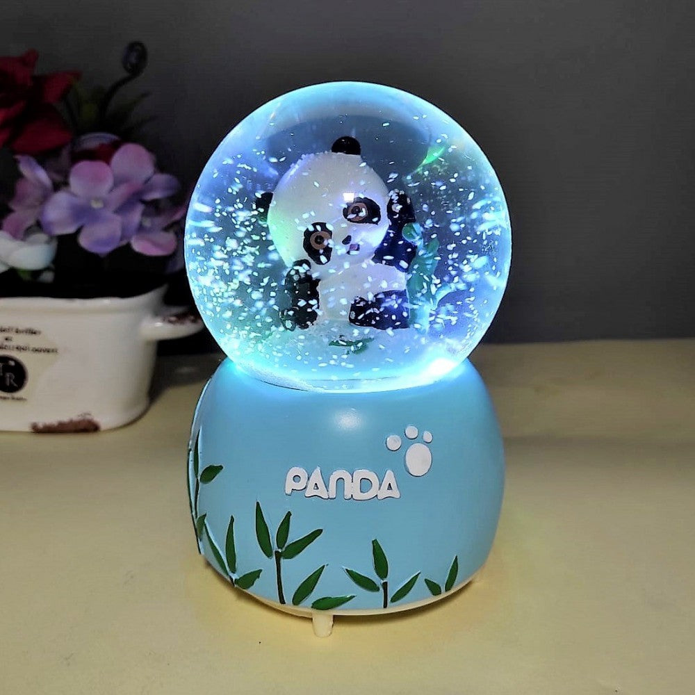 Cute Panda Large Size Snow Globe With Lights Music And Spray