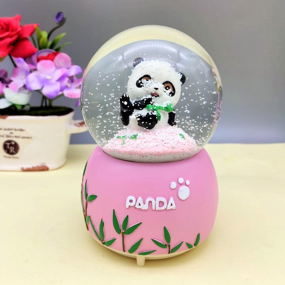 Cute Panda Large Size Snow Globe With Lights Music And Spray