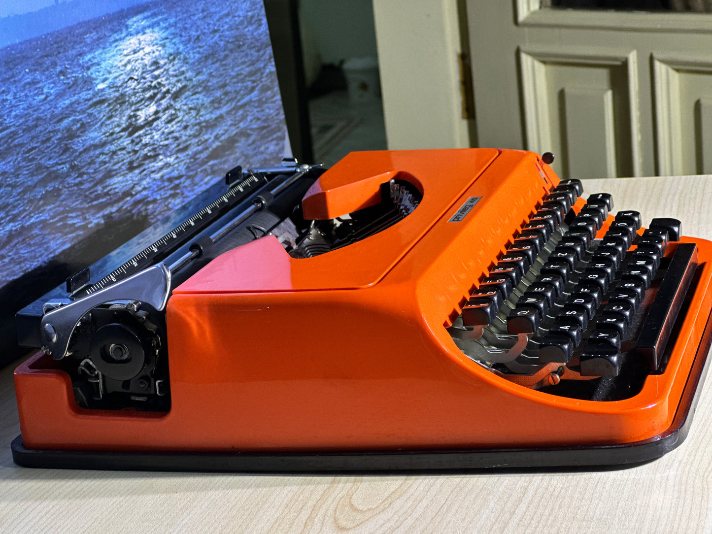1970's Privileg 45 Typewriter,Orange Color Typewriter,Orginal Bag Typewriter