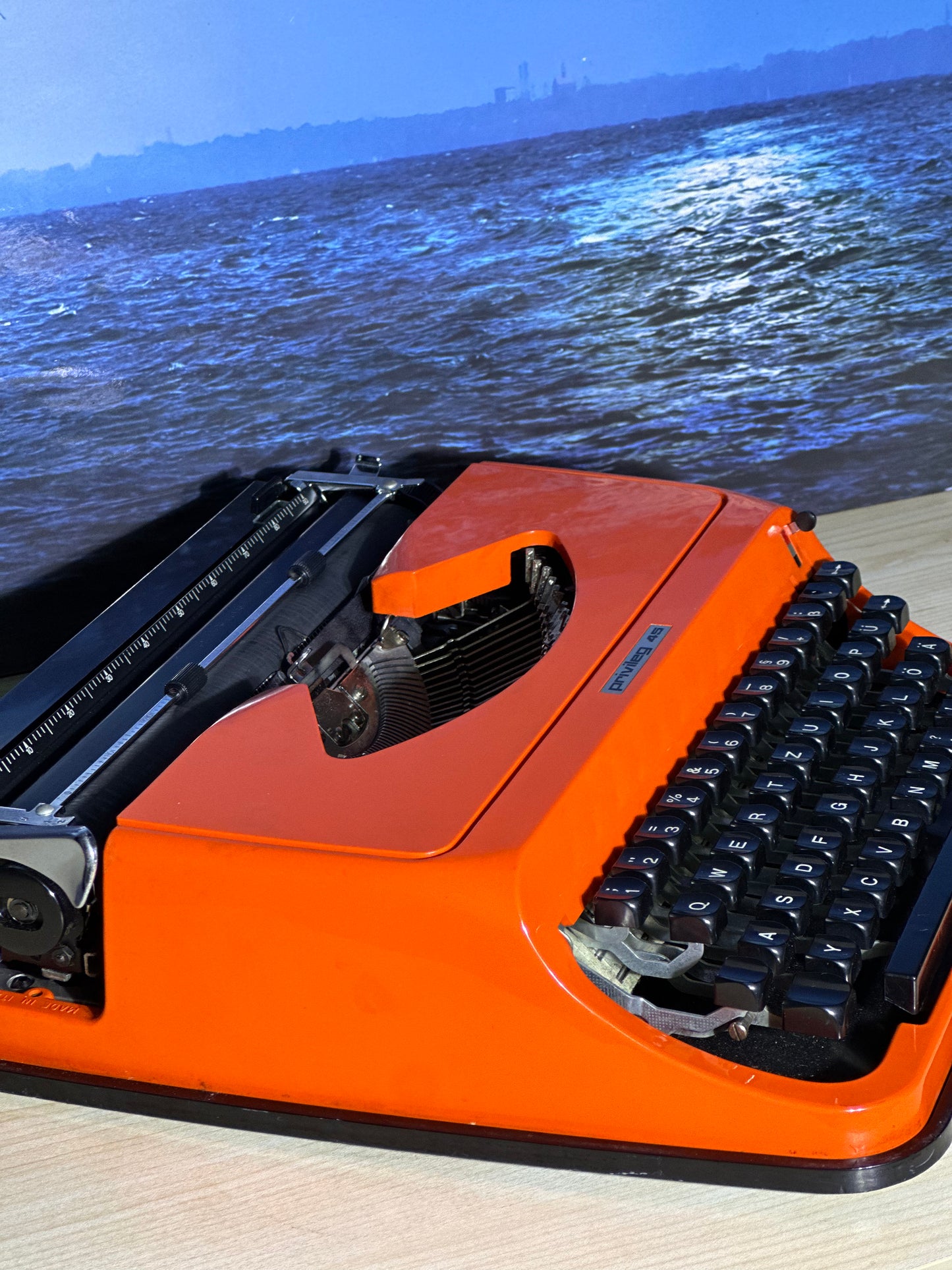 1970's Privileg 45 Typewriter,Orange Color Typewriter,Orginal Bag Typewriter