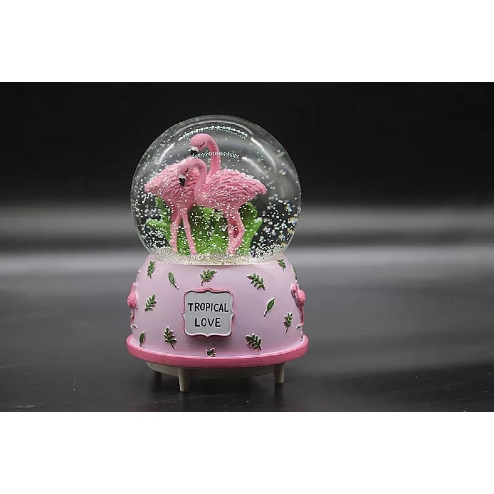 Flamingo Lighted Big Size Motorized Snow Globe