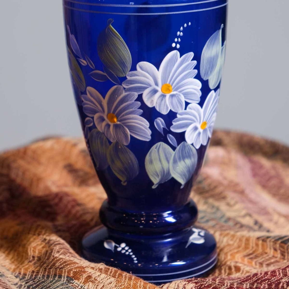 Antique Glass Vase, antique vase decorated with hand-painted floral patterns