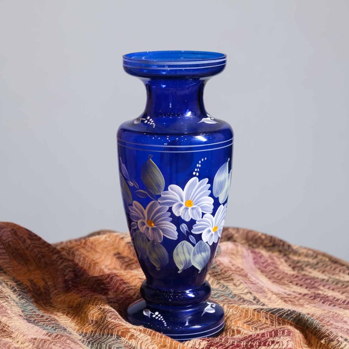 Antique Glass Vase, antique vase decorated with hand-painted floral patterns