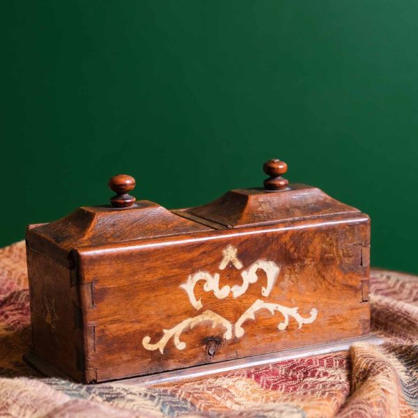Antique Coffee Box, wooden marquetry coffee box with craftsmanship