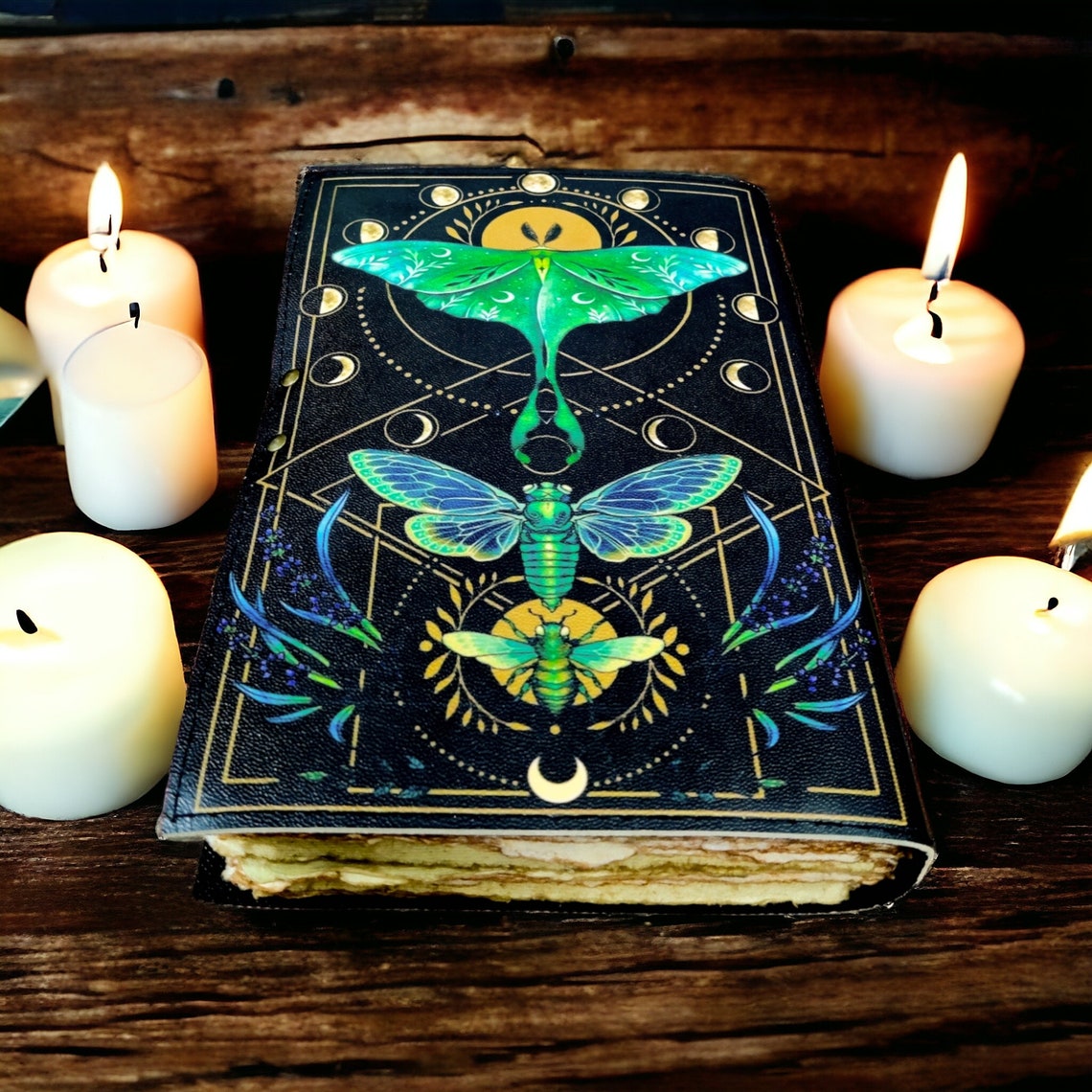 New Luna Moth Journal Witchcraft Supplies Moth Decor and Morpho Butterfly Print Blank Spell Book of Shadows best gift for Men and Women