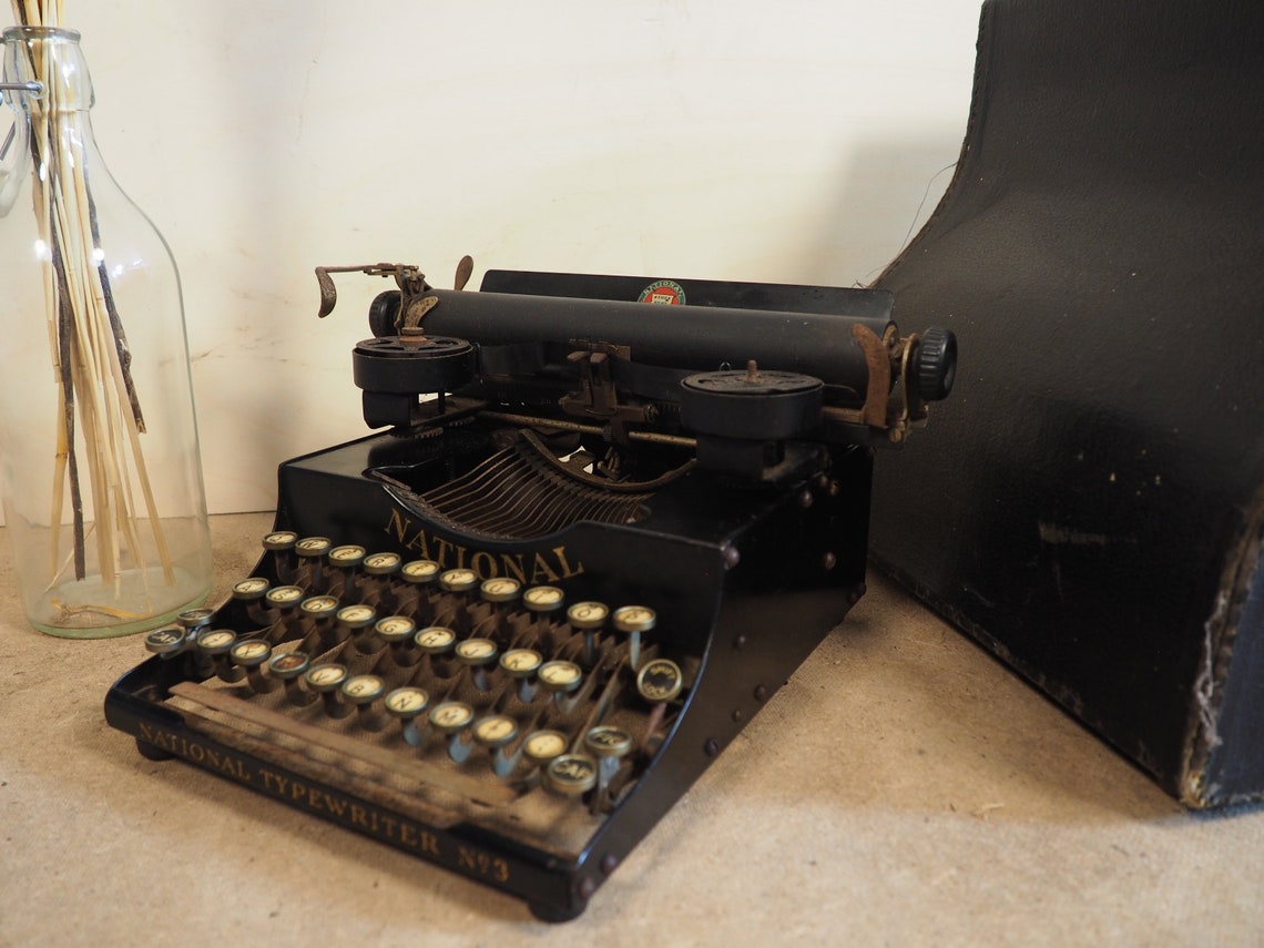 Typewriter National 3 (1918) rare portable typewriter antique original writing machine vintage machine