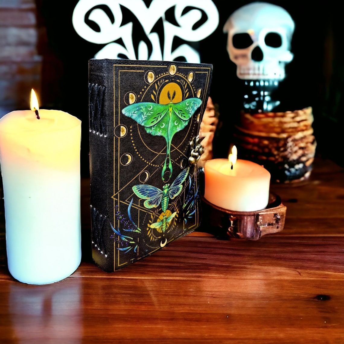 New Luna Moth Journal Witchcraft Supplies Moth Decor and Morpho Butterfly Print Blank Spell Book of Shadows best gift for Men and Women