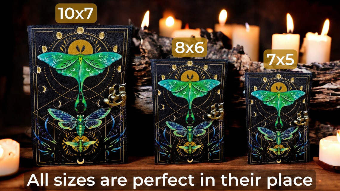 New Luna Moth Journal Witchcraft Supplies Moth Decor and Morpho Butterfly Print Blank Spell Book of Shadows best gift for Men and Women
