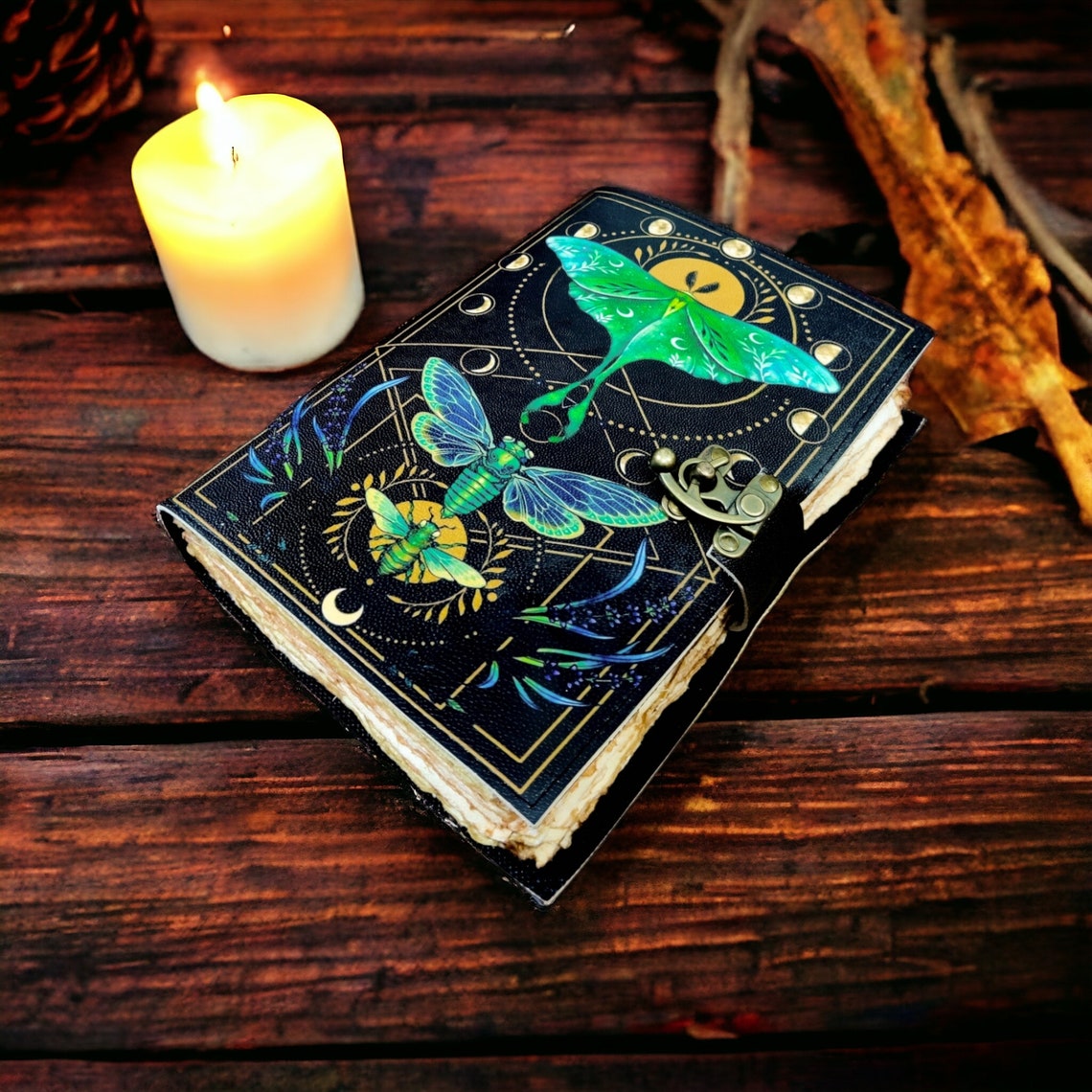 New Luna Moth Journal Witchcraft Supplies Moth Decor and Morpho Butterfly Print Blank Spell Book of Shadows best gift for Men and Women