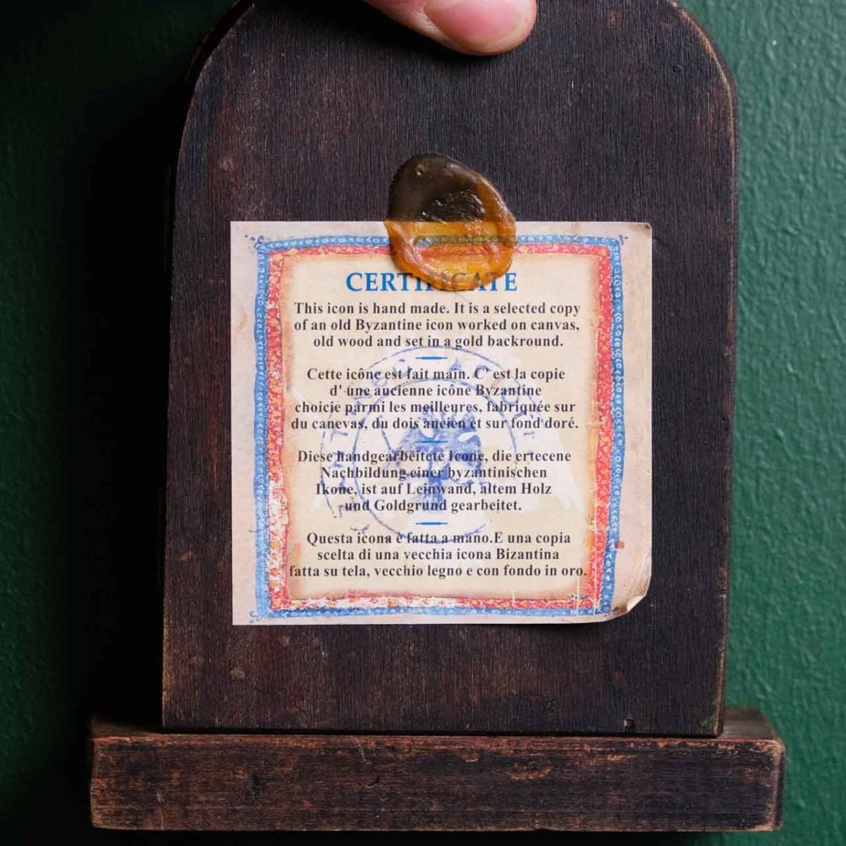 Mini Altar Board, original Byzantine icon leaf on wood. It is handmade