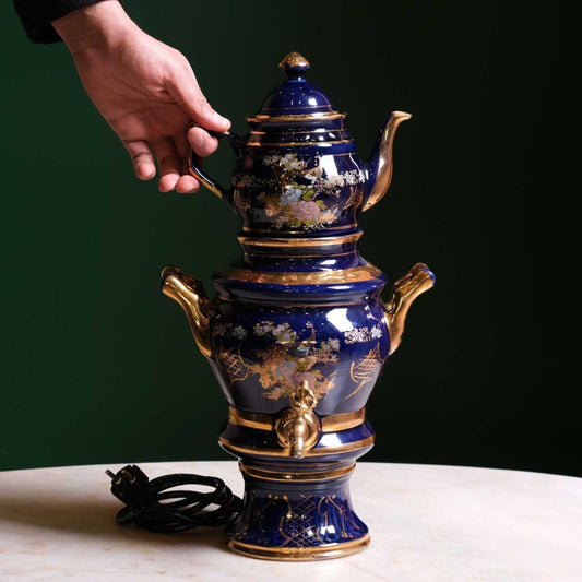 Porcelain Samovar , Blue Works Antique Samovar, Teapot Original vintage