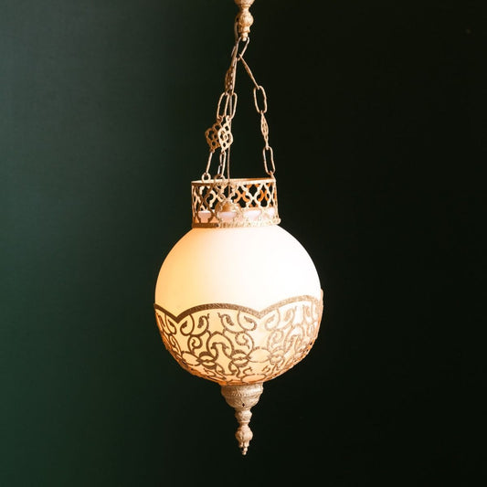 Vintage Chandelier ,Oriental pendant chandelier with metal body glass lantern