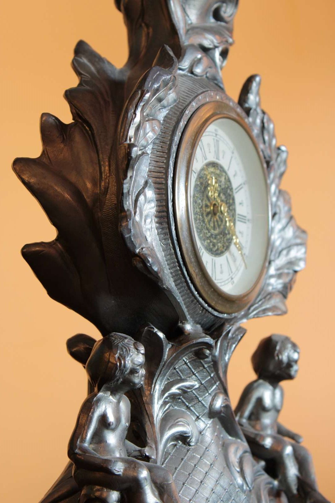 Antique Desk Clock,Antique clock with angel figure