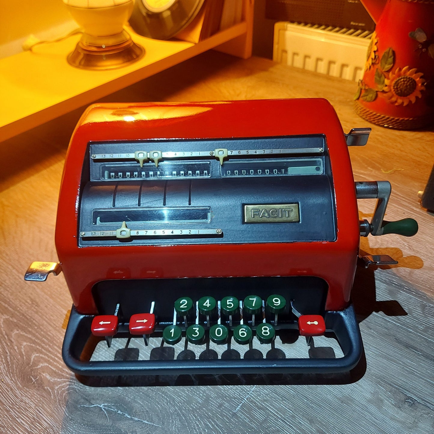 71 years old Facit Antique Mechanical Calculator,Red Color