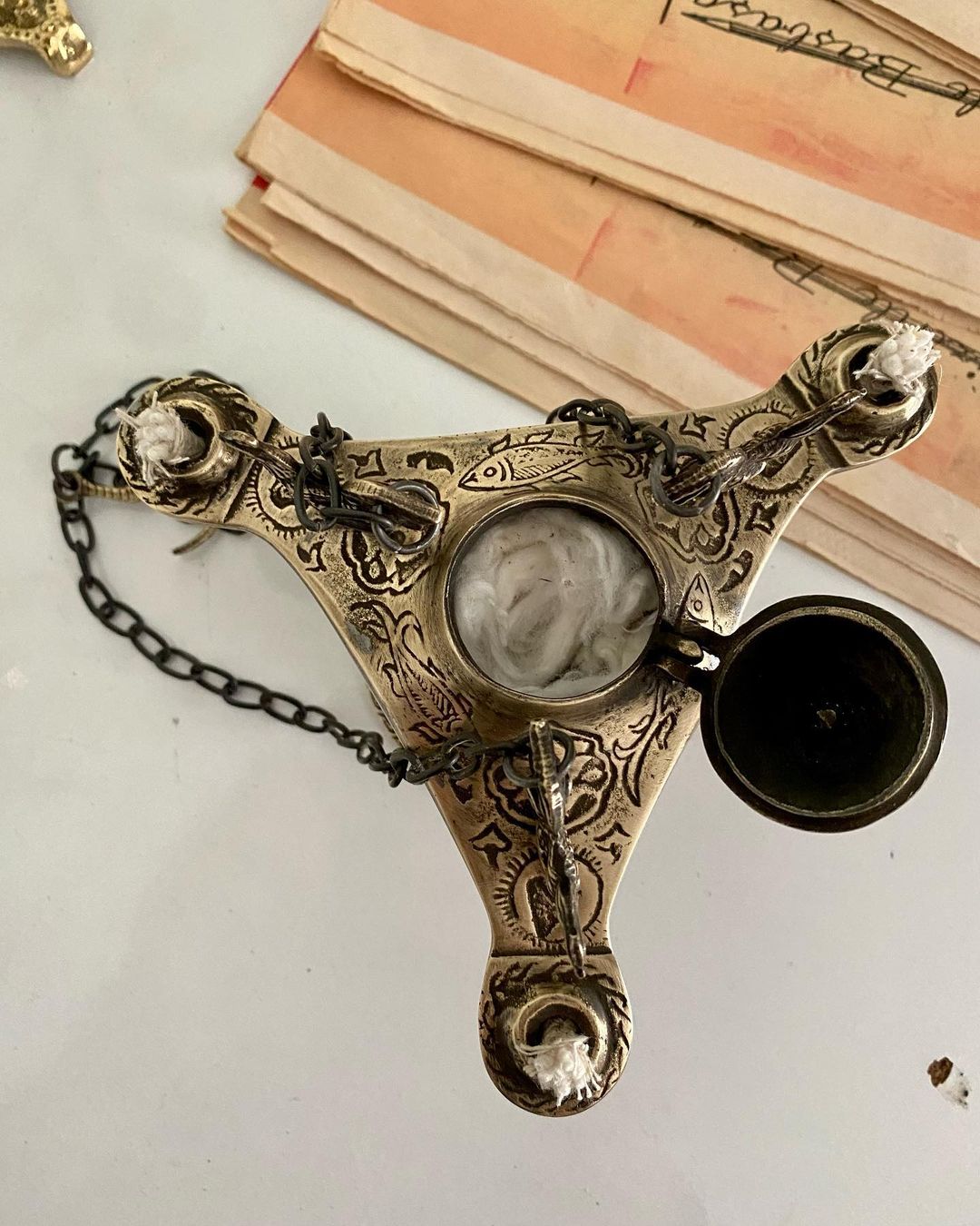 Antique Brass Oil Lamp