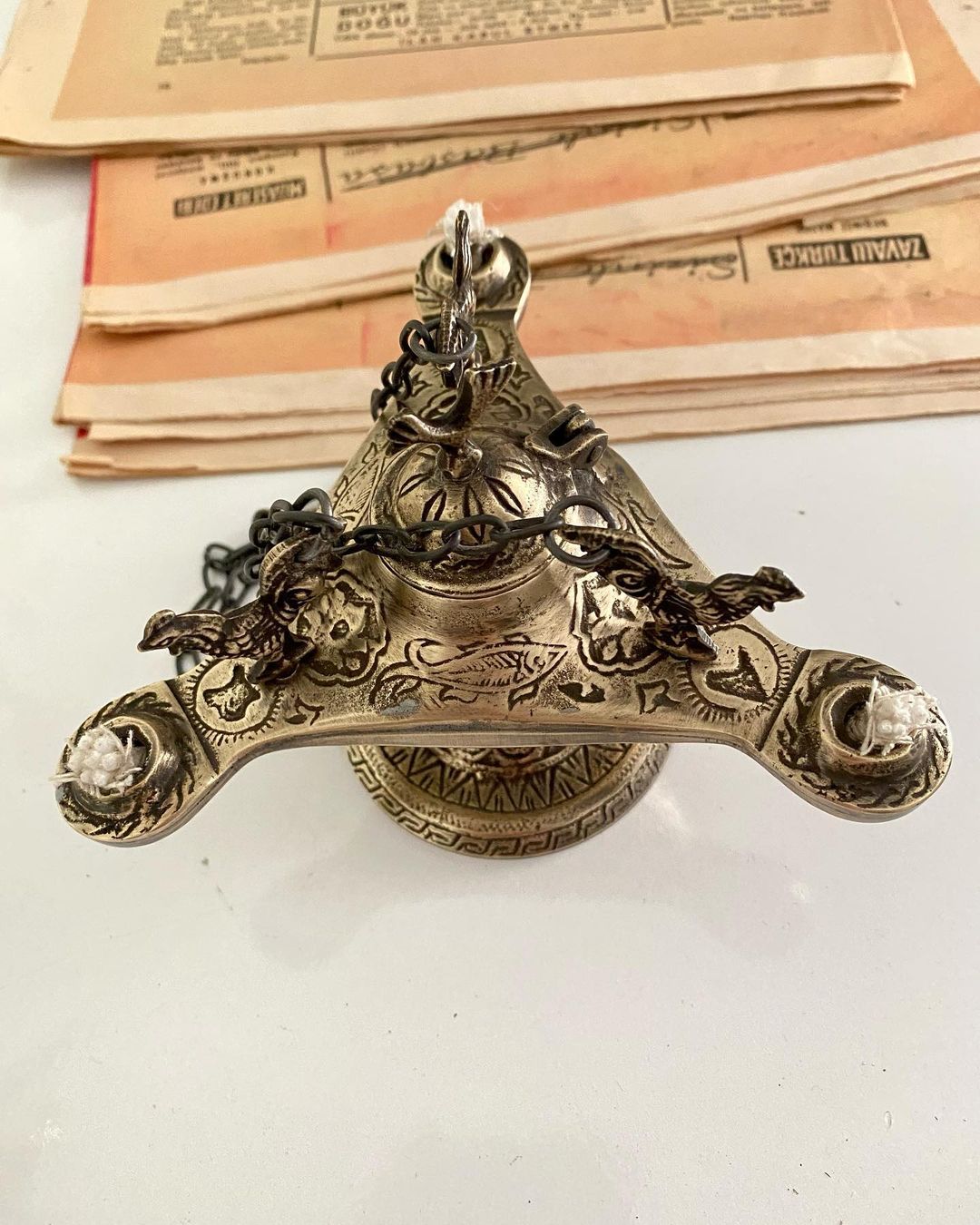 Antique Brass Oil Lamp