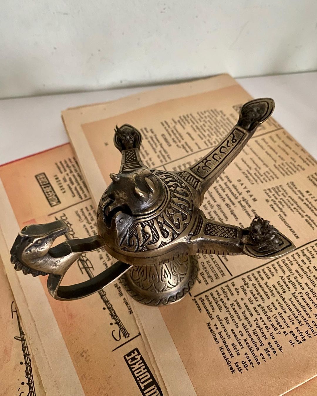 Antique Brass Candil (Gass Lamp) Oil Lamp