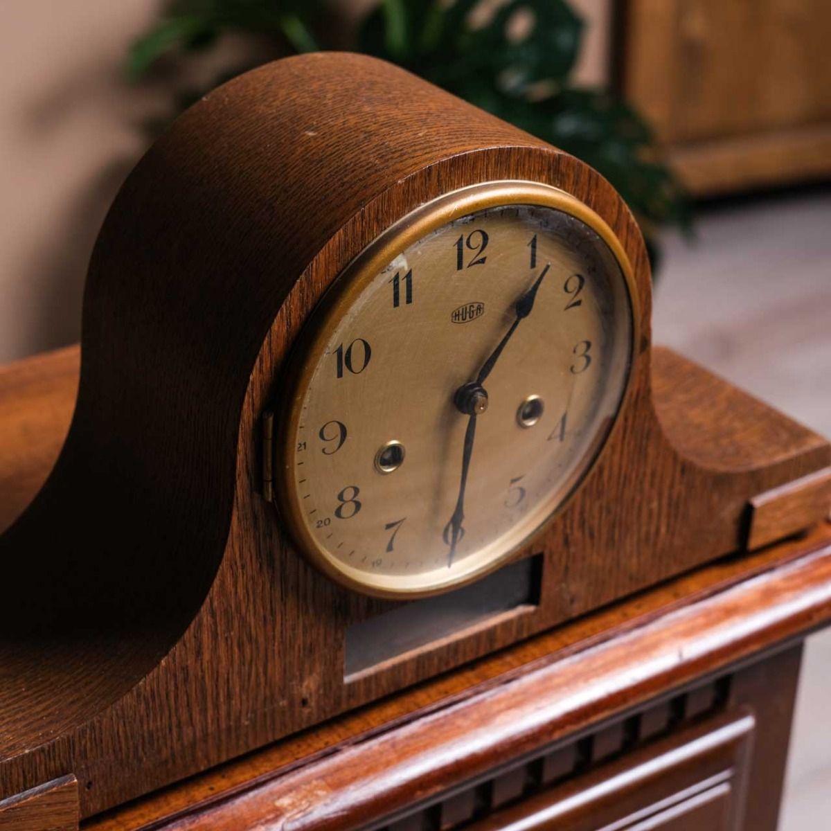 Wooden Fireplace Clock,Wooden fireplace clock with Huga brass dial