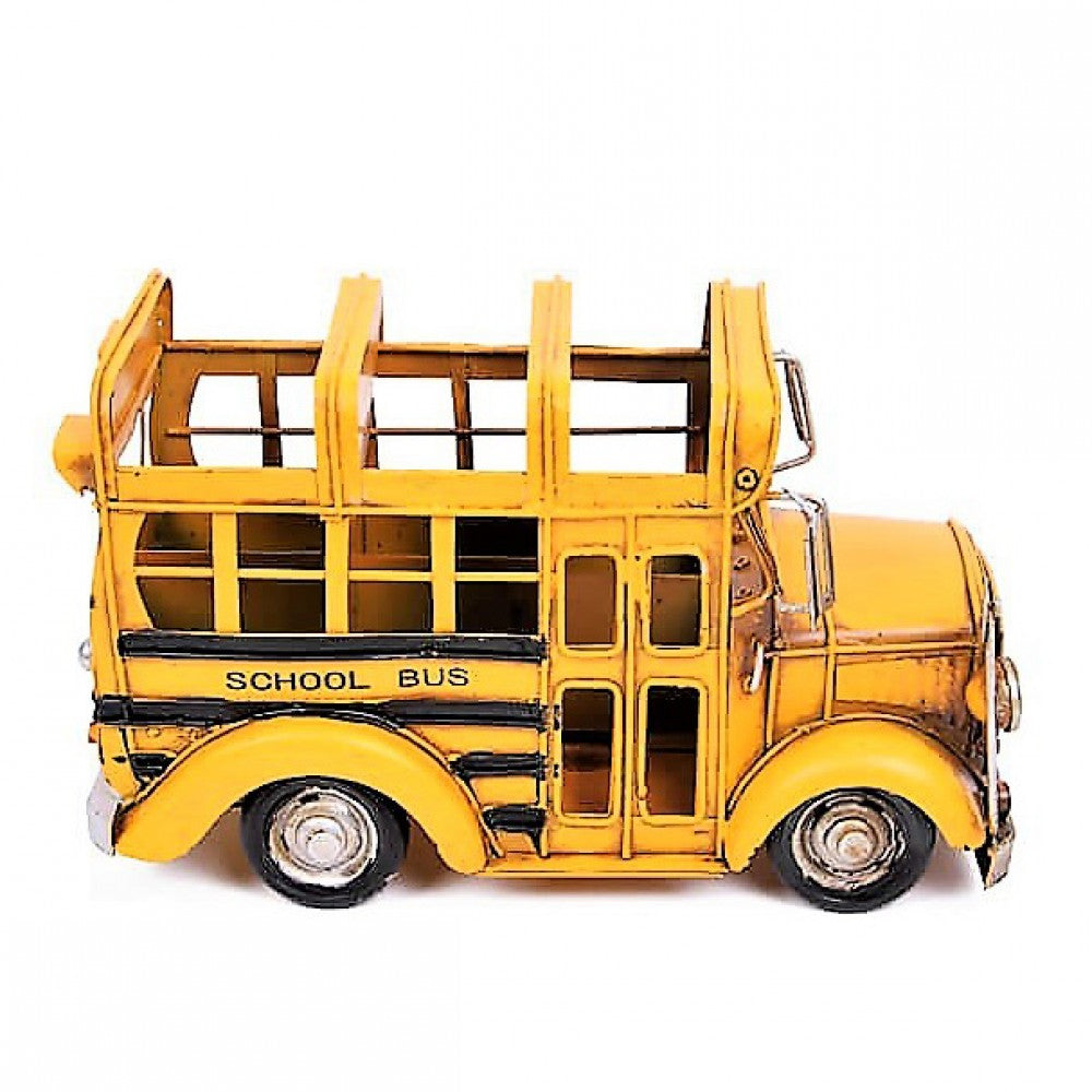 Decorative Nostalgic Metal American School Bus And Pen Holder Large Size