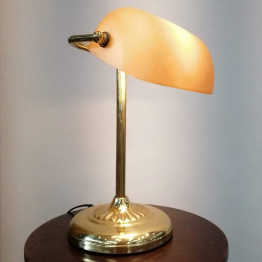 Vintage Banker Lamp (Orange Color)